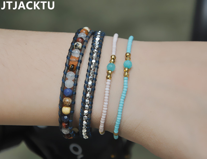 JTJACKTU xà cừ bằng bạc trắng xà cừ 2 vòng 5 Vịt đực Drake với vòng đeo tay - Vòng đeo tay Clasp vòng thạch anh tóc vàng