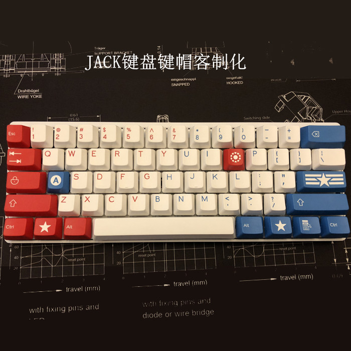 (JACK keyboard keycap custom) SP DCS Captain America Mechanical Keyboard Personality Ball Cap (Sold Out)