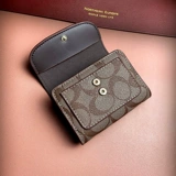 山茶花覆古皮男女士式卡位大容量卡包黑色搭扣印花商务防消磁卡夹