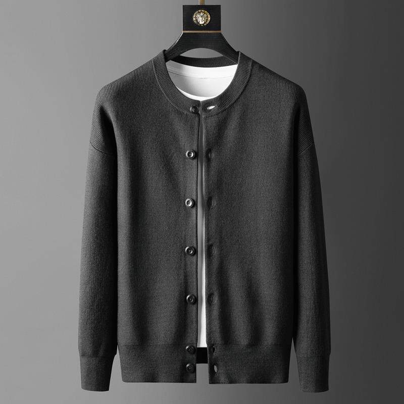 Light luxury quality comfortable sheep wool blend button decoration round neck sweater cardigan men's spring and autumn men's knitwear