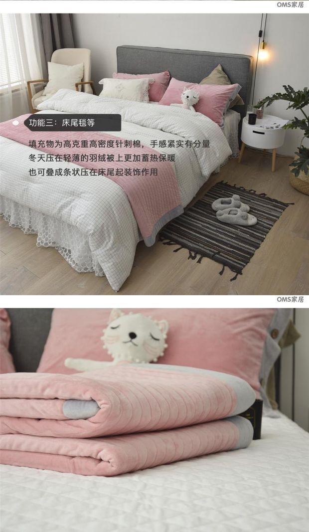 Pha lê nhung hai mặt trải giường ba mảnh flannel một bông đôi bông chần bông sang trọng quilted dày rắn màu ra trải nệm