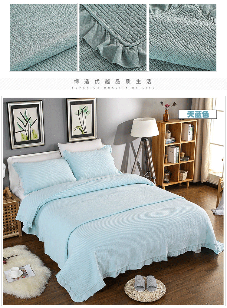 giường bằng vải bông quilting cát bao gồm một gia đình bốn ba mảnh chăn bông được tấm trượt trơn dày bông - Trải giường ga giuong dep