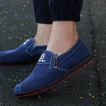 Spring and autumn season mens single shoes Canvas Shoes bean Bean Shoes Flat Bottom Casual 100 Hitch Old Beijing Cloth Shoes Mens Shoes Sloth Shoes