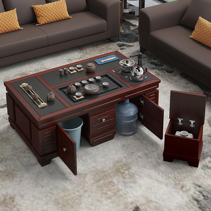 Kongfu Tea Several Bring Your Own Boiling Water Pot Burning Stone Tea Table Solid Wood Club Guests Suit Integrated Living Room Home Storage Tea Table