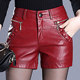 Leather shorts for women 2025 new autumn and winter high-waisted slim versatile black PU leather pants slim outer wear short boot pants trendy