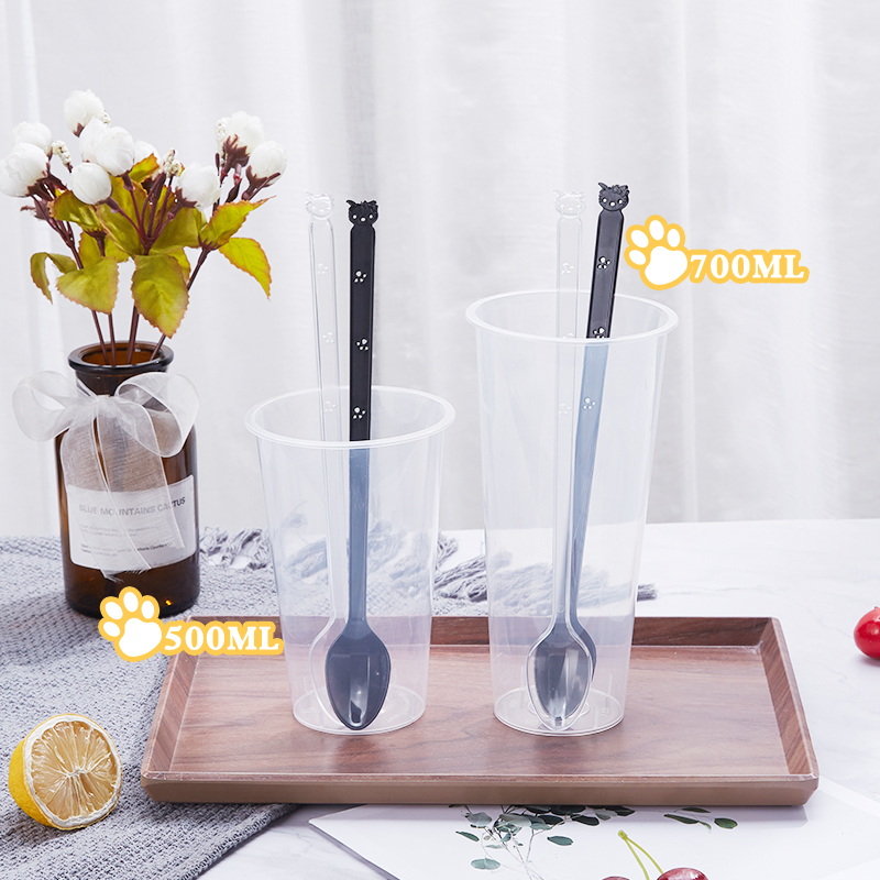 23cm disposable plastic spoon burning grass tea spoon long handle separately packaging milk tea shop special long handle spoon