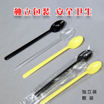 Creative cute independent packaging long-handled soup fried yogurt long spoon plastic spoon burning fairy grass commercial milk tea spoon