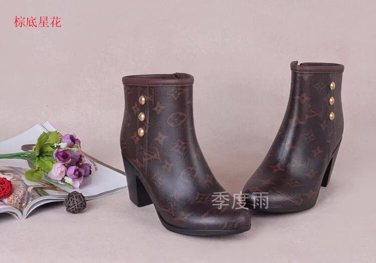 Thời trang giày mưa sanding giả da mặt nữ mưa giày nước mùa thu và mùa đông giày nước mưa giày cao su giày cao gót ủng đi mưa bảo vệ giày