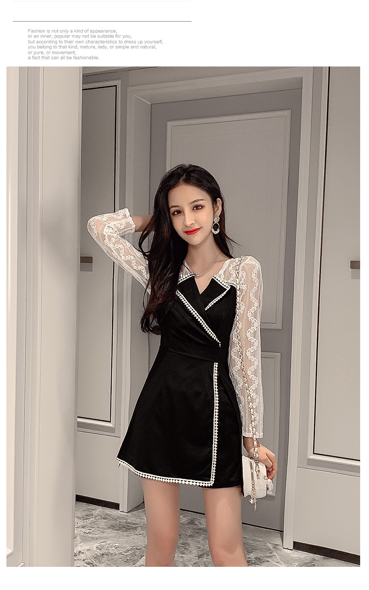 VK旗艦店 韓國風蕾絲袖拼接修身短褲套裝長袖褲裝