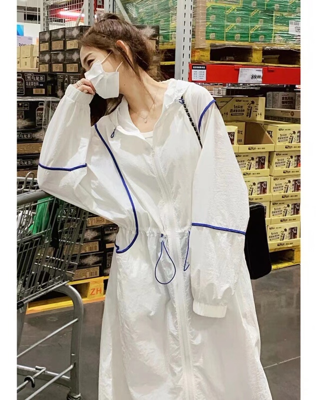 White Long Sun Protection Clothing for Women, Summer 2024 New Style, Lightweight and Breathable Cardigan with Hood, Windbreaker, Sun Protection Jacket, Trendy White Long Sun Protection Clothing for Women, Summer 2024 New Style, Lightweight and Breathable Cardigan with Hood, Windbreaker, Sun Protection Jacket, Trendy