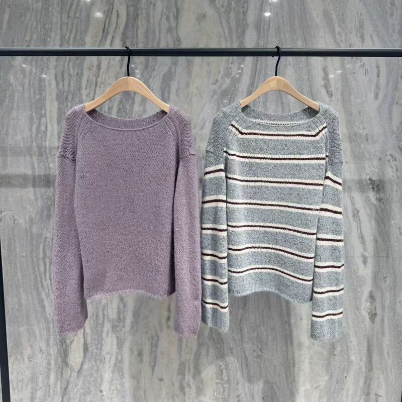 [Same Style as in the Mall] 2026 Winter New Knitwear Women's Merino Wool Mixed Color Yarn Loose Pullover Sweater