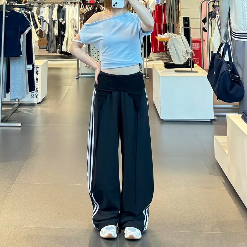 Adidas Women's Three-Stripe Cool Quick-Dry Loose Casual Sports Pants Banana Pants Kz4210 Adidas Women's Three-Stripe Cool Quick-Dry Loose Casual Sports Pants Banana Pants Kz4210
