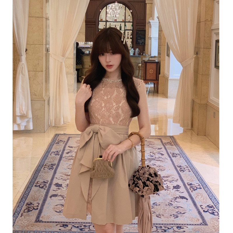 Starry Japanese Drama Style Lady/Lace Trim Waist-Cinching Dress Japanese Sweet and Clear Style 3-Way Princess Dress