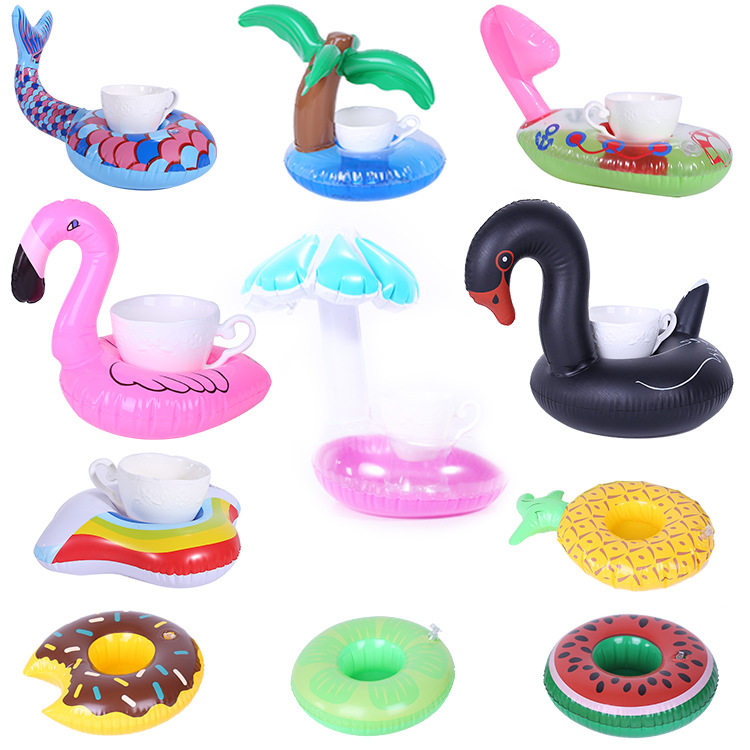 Original new inflatable unicorn cup seat Fire Birds Cup Mat Watermelon cup Inflatable Cup Mat water Supplies