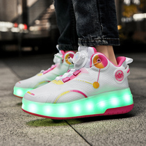 Heelys Shoes Girls Autumn 2024 New Automatic Two-Wheeled Childrens Flying Shoes Shrinkable Boys Roller Skating Sports Shoes