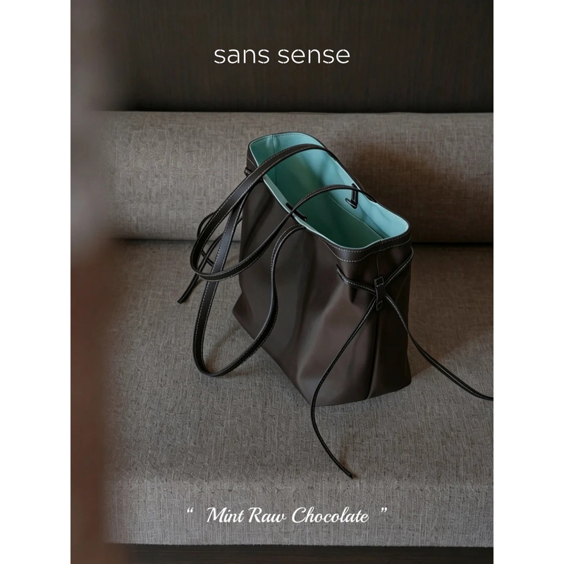 「Su Ying」Ultra-Light Tote! 500D Taiwanese Original Satin Nylon Fabric with First-Layer Cowhide Leather