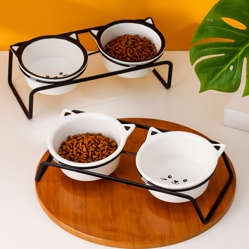 Dog Bowl Cat Bowl Ceramic Dog Food Basin Protection Cervical cat rice bowls Water drinking bowls Anti-catty Cat Food Bowl Pet Supplies