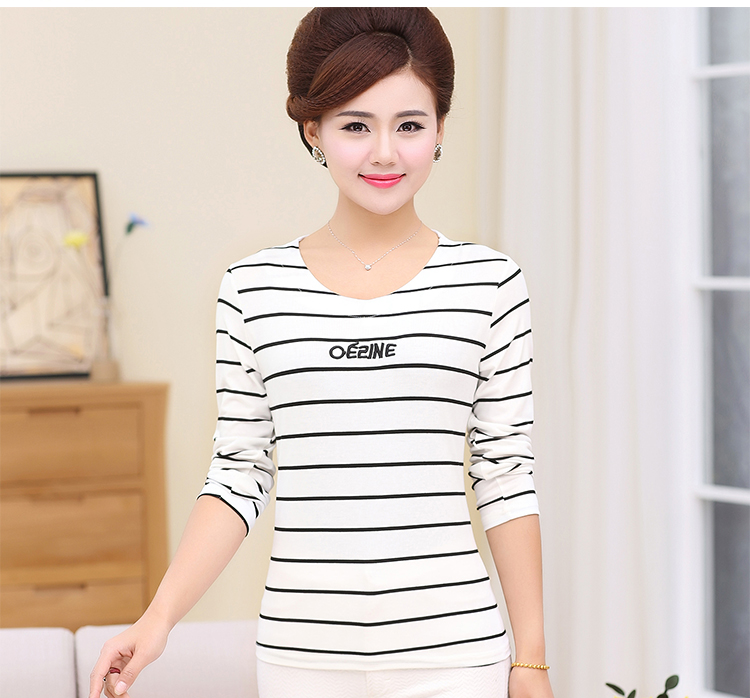 Quần áo mùa thu phụ nữ mặc áo dài tay sọc mẹ áo sơ mi mùa xuân và mùa thu áo sơ mi trung niên nữ trung niên áo thun mùa xuân áo kiểu nữ đẹp tuổi 40