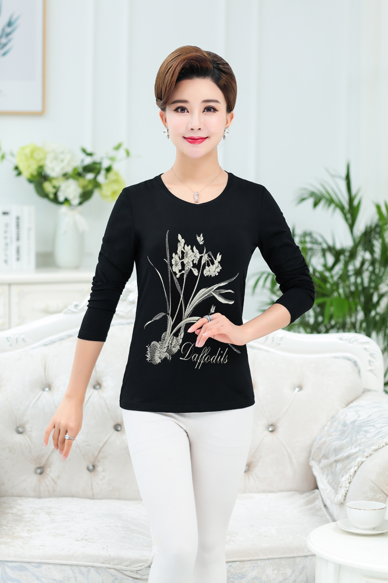 Mới mùa xuân và mùa hè ngắn tay t-shirt nữ vòng cổ phương thức bông trung niên sọc áo của phụ nữ áo sơ mi loose mẹ ăn mặc