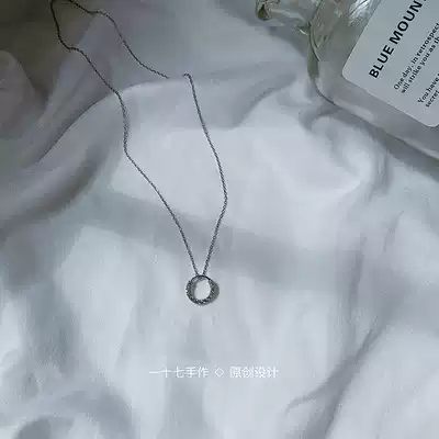 #17 original design s925 silver temperament simple geometric circle star zircon necklace choker