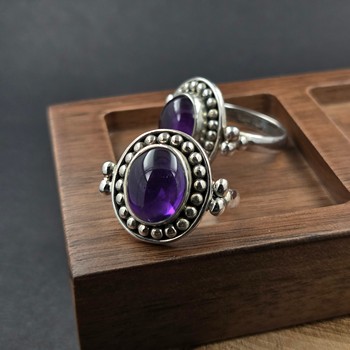 Made in thailand s925 handmade silver brazilian amethyst ring