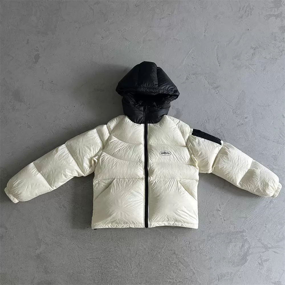 [Corteiz BOLO LITE JACKET恶魔岛透明印花短款连帽羽绒外套男街头]