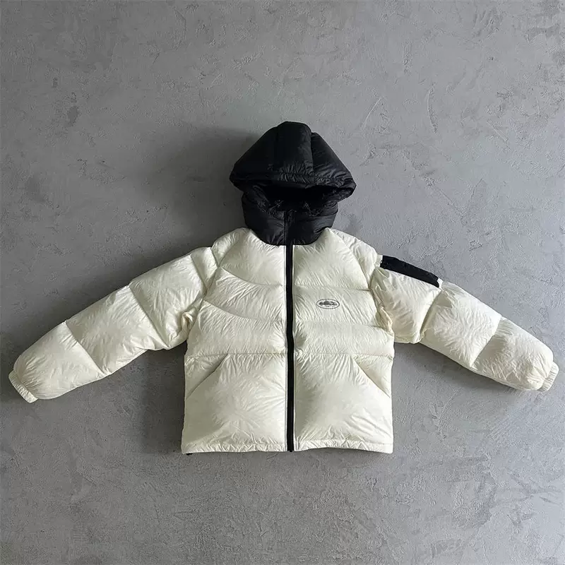 [Corteiz BOLO LITE JACKET恶魔岛透明印花短款连帽羽绒外套男街头]