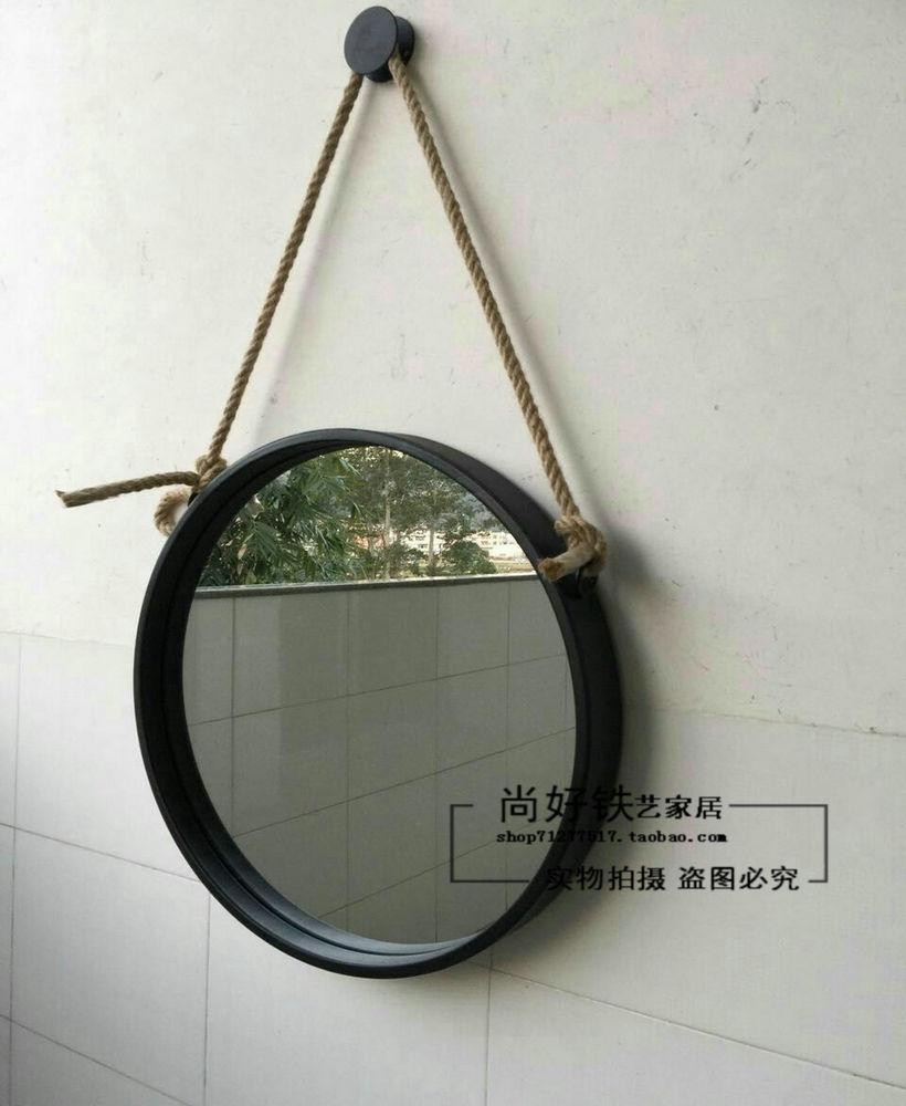 Gương rèn đôi bằng sắt rèn gương tròn gương trang điểm gương phòng tắm gương thay gương - Gương gương trang điểm để bàn