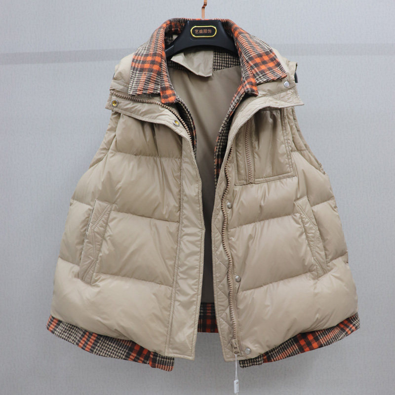 Down jacket vest women 2021 spring and autumn new outside wear down waistcoat vest Korean version loose women's horse clip wild