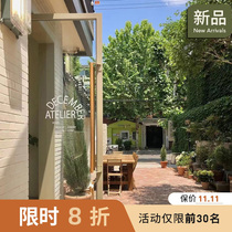 Minimalist solid wood handle light luxury coffee and milk tea house framed glass sliding barn track door handle side-mounted