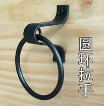 American black door knocker small handle wooden door toolbox hardware handle ring ring ring buckle hand cabinet drawer pull ring