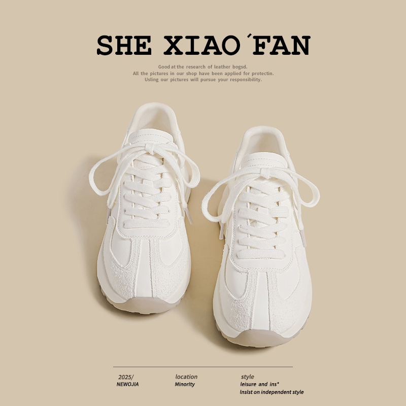 Thick-Soled Women's Sneakers, New Spring Model, Versatile White Shoes, Trendy and Popular German-Style Training Dad Shoes