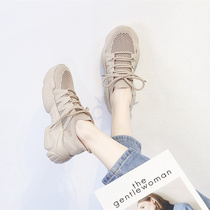 (Luxury small fan)knock good wear~new summer mesh breathable lace-up muffin thick-soled sneakers female daddy shoes