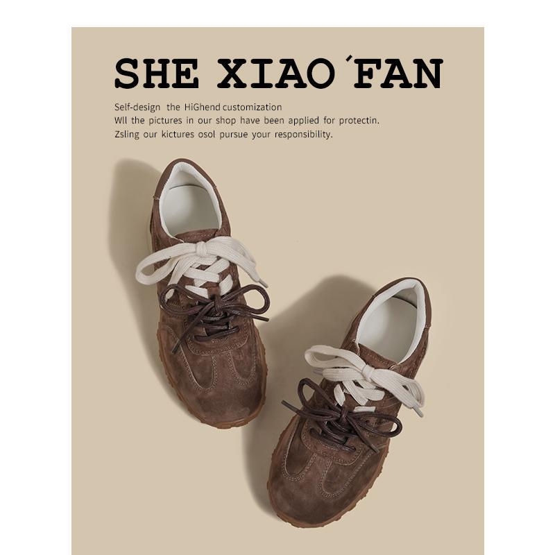 Women's Versatile Winter New Style Shoes with Double Laces, French Style, Versatile Flat-Soled, Heavy-Duty, Internet-Famous T-Toe Sports Dad Shoes