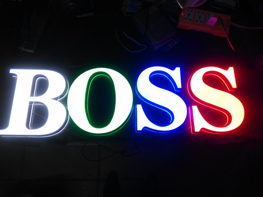 Stainless steel epoxy resin word LED advertising word signboard Resin luminous word billboard door head mini word production