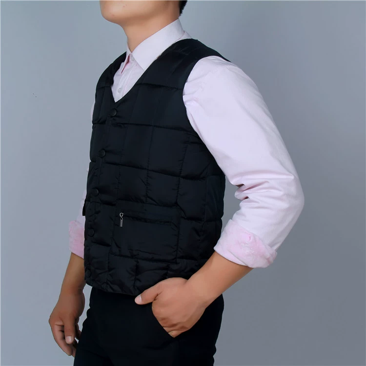 Mùa thu và mùa đông nam xuống áo vest cotton ấm dày trung niên nhiều túi vest nam bên trong và bên ngoài mặc vest vest cotton áo chi lê