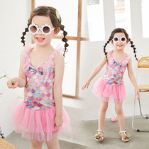 Mermaid swimsuit childrens female one-piece girl child cute Korean version 2021 new net red swimming cap goggle set