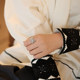 <모양과 그림자> 레트로 궁전 프랑스 디자인 틈새 레이스 화이트 골드 스택형 스털링 실버 여성용 반지