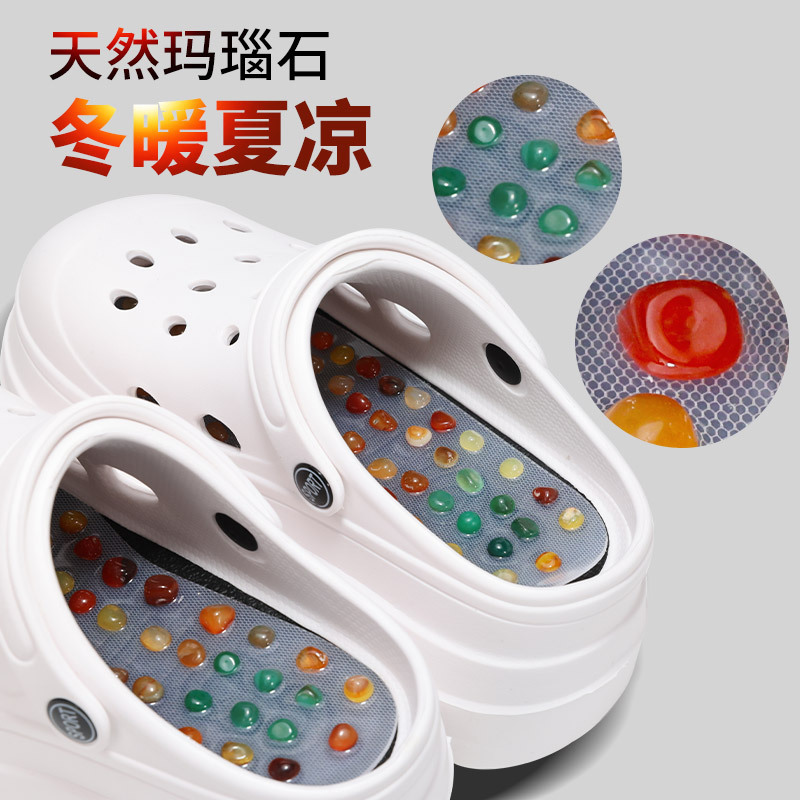 Foot Massage Sandals for Women, Summer Slippers for External Wear, Foot Acupoint Thick-Soled Health-Preserving Foot Massage Meridian Home Outdoor Shoes