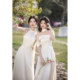 Bridesmaid dress champagne color satin sister dress 2025 new Korean wedding bestie dress is beautiful and can be worn everyday