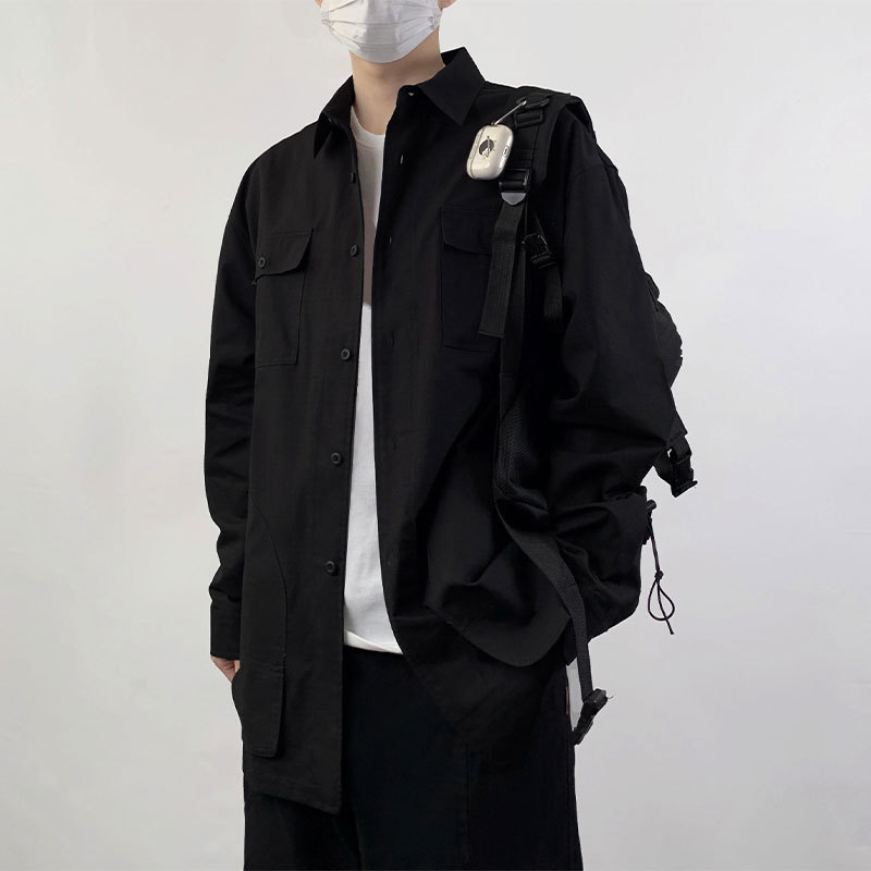 Uncle Kimura Dk Japanese Original Long-Sleeve Shirt for Men, Spring and Autumn Student Workwear Multi-Pocket Black Shirt Jacket Uncle Kimura Dk Japanese Original Long-Sleeve Shirt for Men, Spring and Autumn Student Workwear Multi-Pocket Black Shirt Jacket