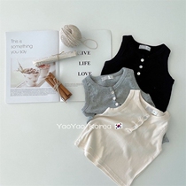 Children Harnesses Vest Korean version Childrens clothing 2022 Summer Ocean South Korean Faculty pure color minimalist Fashion Sleeveless Girl T-shirt