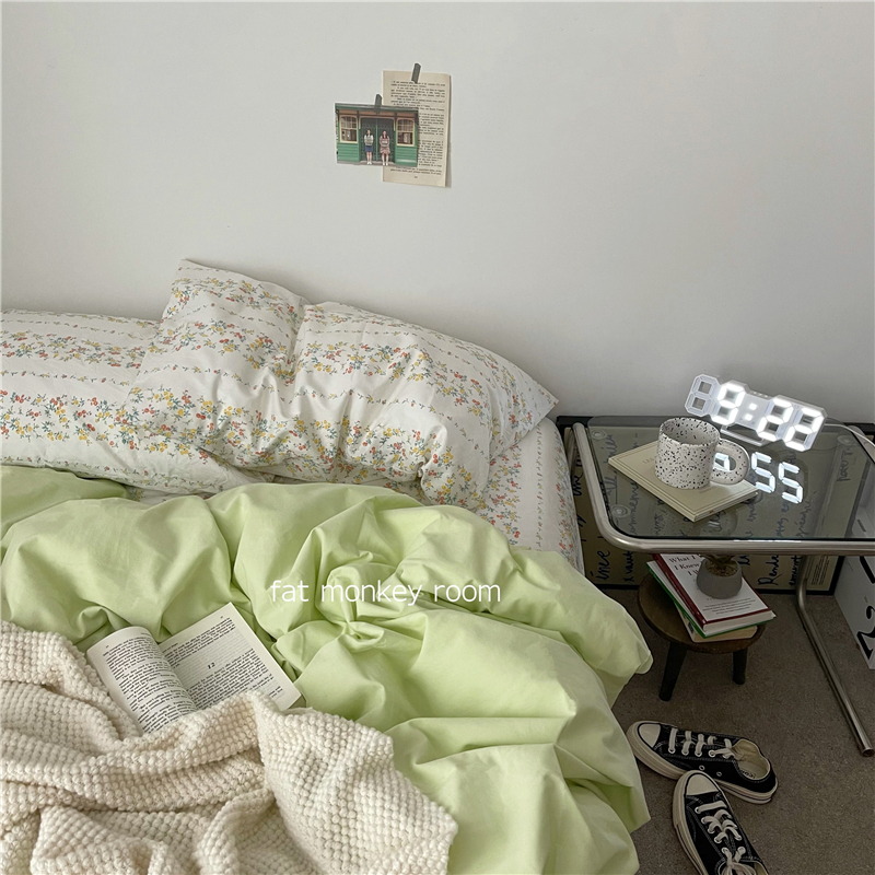 Rossi With Apple Wine |ins Day Style And Wind Series Broken Flower Mix Pure Cotton Bed three sets of four sets