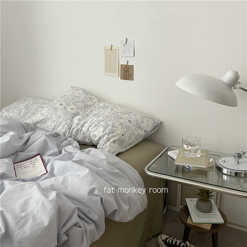 The moon will become round｜ins Japanese-style spring floral mix and match pure cotton washed cotton bedding four-piece set dormitory three-piece set