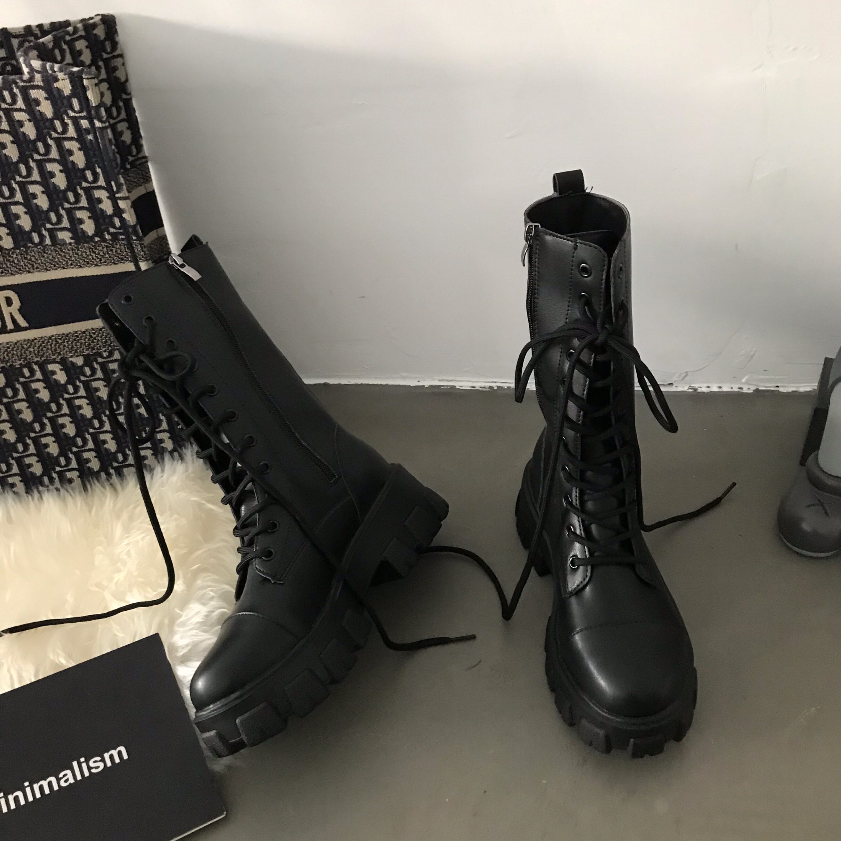 Small sun family Korean version of ins thick-soled Martin boots women's shoes British wind hundred-inch mid-barrel riding boots 2021 new trend