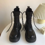 Martens, трикотажные утепленные короткие сапоги со шнурками в английском стиле, коллекция 2026 года, в британском стиле