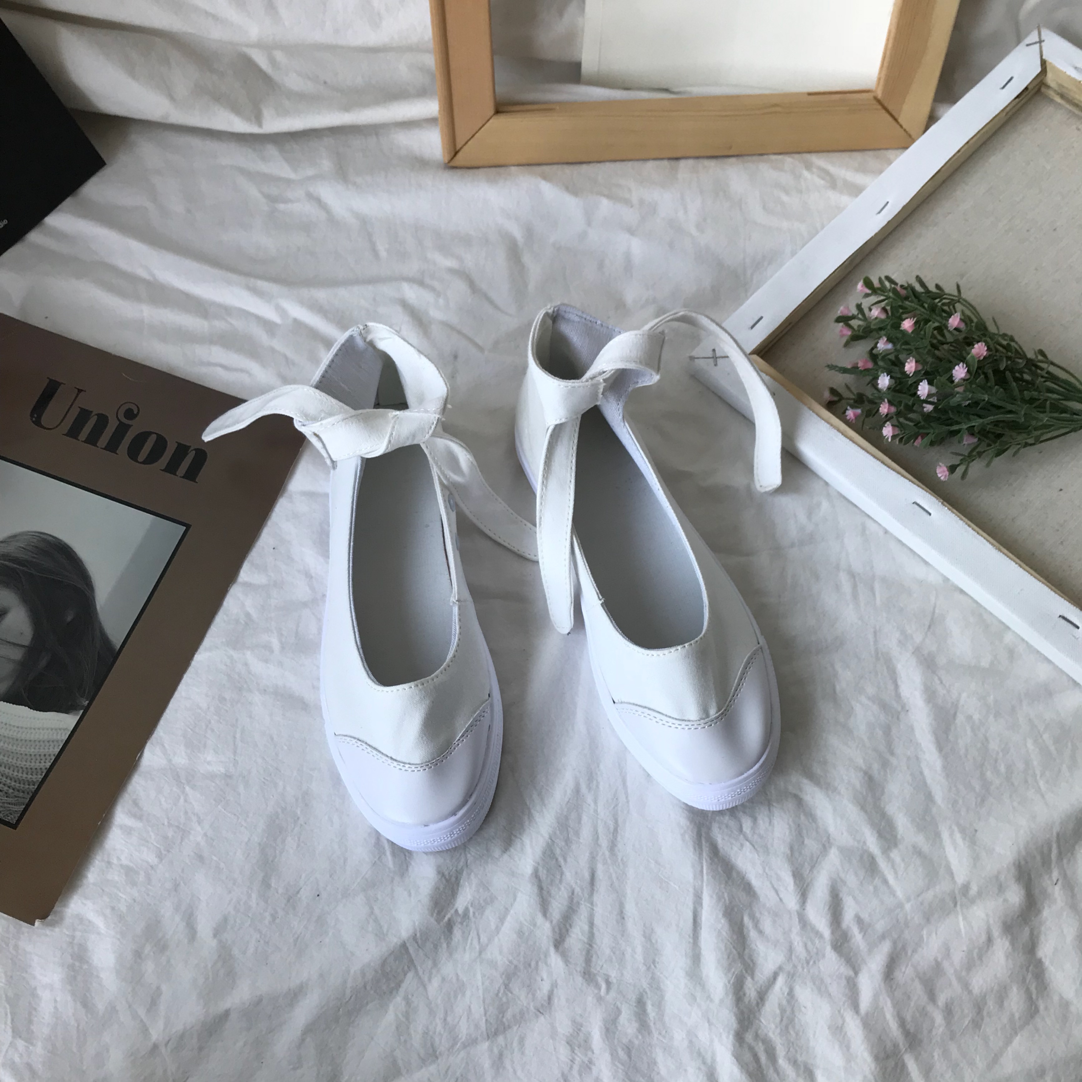 Mặt trời nhỏ nhà Hàn Quốc ulzzang đường phố bắn ins gió Harajuku tối gió bow tie low cut giày giày cổ tích