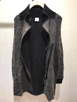 Pinko domestic counter poster black gray asymmetrical zipper mid-length knitted jacket coat spot