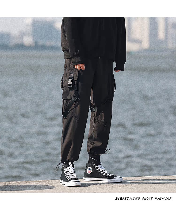 Nhật Bản retro mỏng màu rắn overalls nam thanh niên lỏng quần thẳng xu hướng quần giản dị quần mùa thu đồ nam