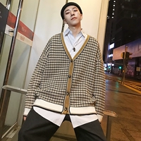 Áo len kẻ sọc retro cổ chữ V Nhật Bản cho nam áo len oversize xu hướng áo len mùa thu đông áo khoác len cardigan nam